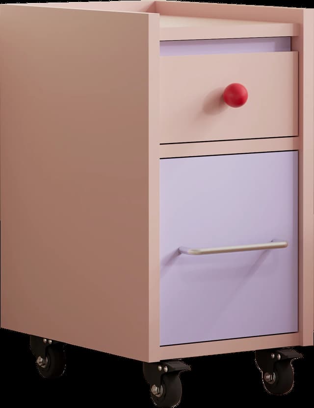 Blush rolling bedside cabinet